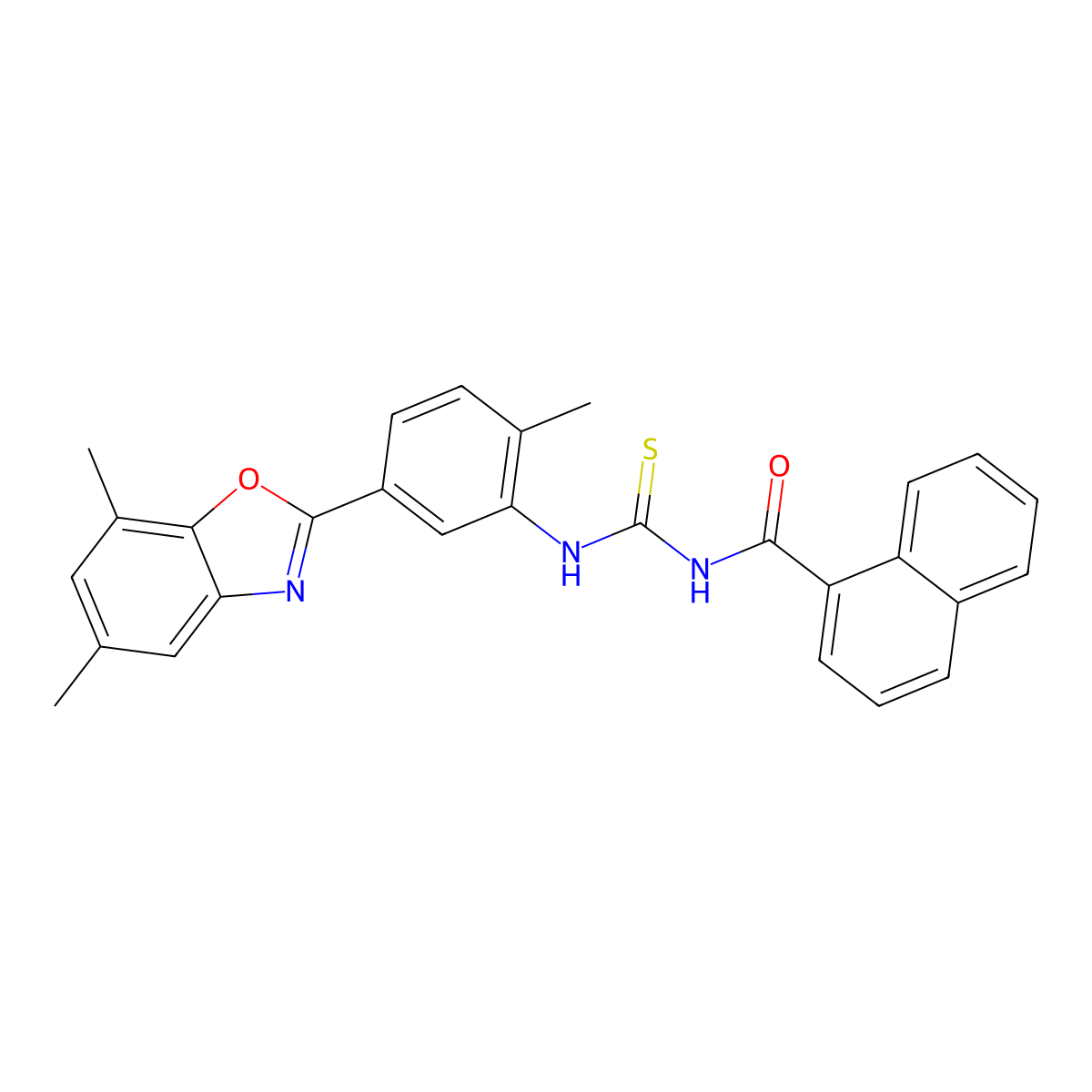 N-[[5-(5,7-dimethyl-1,3-benzoxazol-2-yl)-2-methylphenyl]carbamothioyl]naphthalene-1-carboxamide molecular structure, CAS 401620-03-9