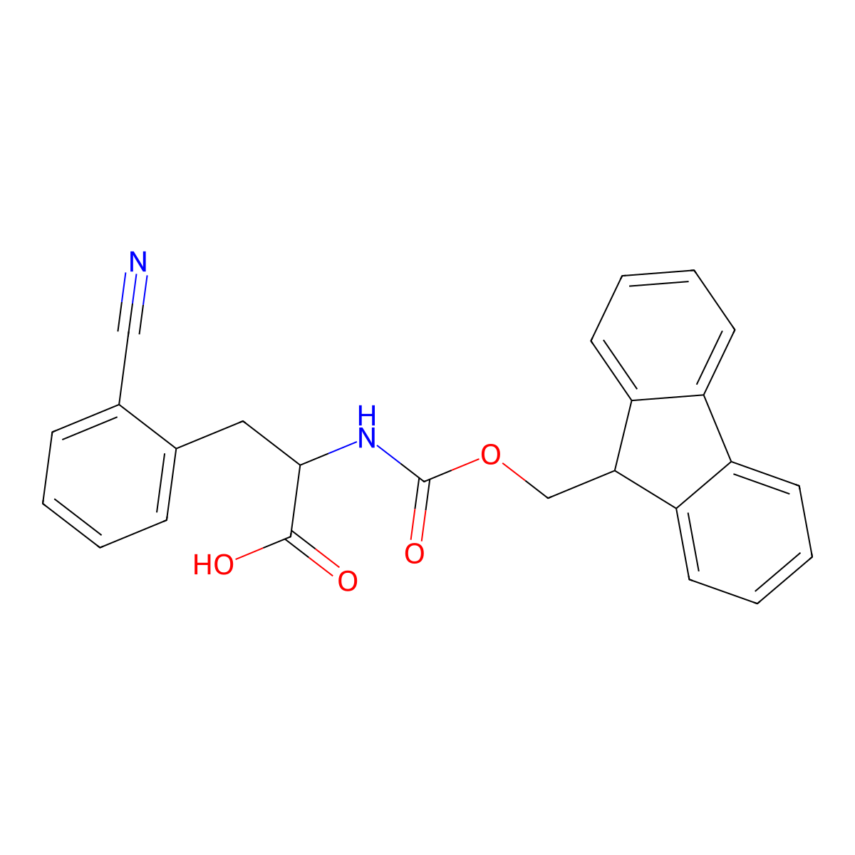 (R)-2-((((9H-Fluoren-9-yl)methoxy)carbonyl)amino)-3-(2-cyanophenyl)propanoic acid molecular structure, CAS 401620-74-4