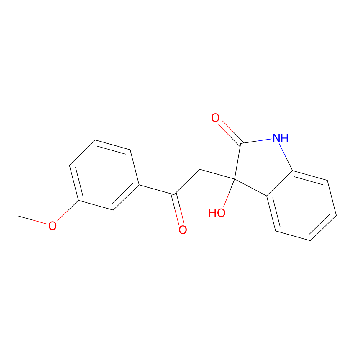 3-hydroxy-3-[2-(3-methoxyphenyl)-2-oxoethyl]-1,3-dihydro-2H-indol-2-one molecular structure, CAS 401624-25-7