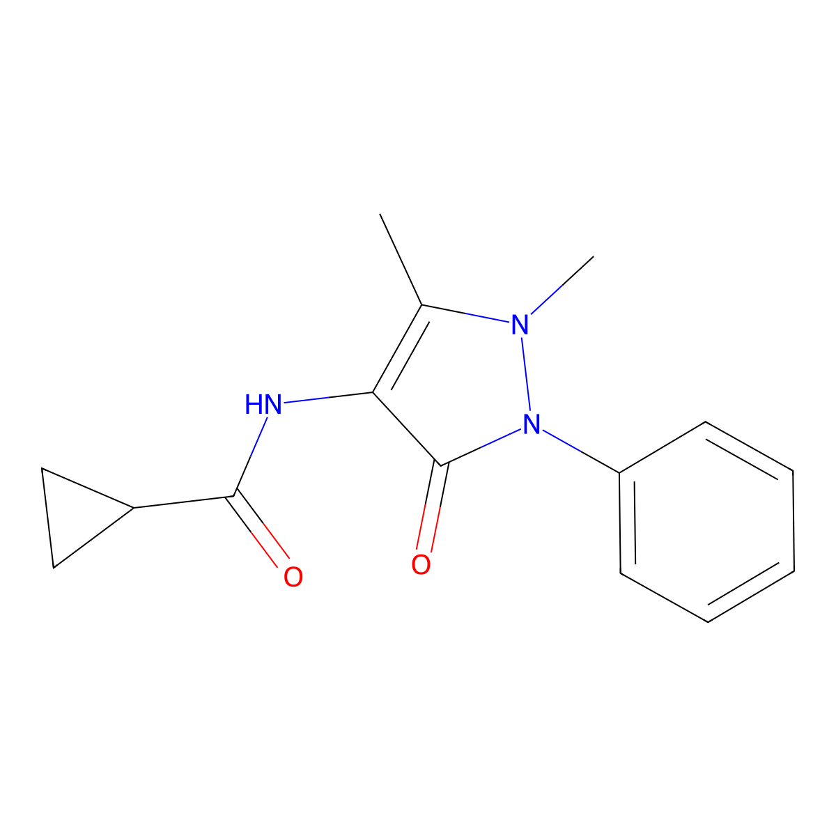 N-(1,5-dimethyl-3-oxo-2-phenyl-2,3-dihydro-1H-pyrazol-4-yl)cyclopropanecarboxamide molecular structure, CAS 401624-54-2