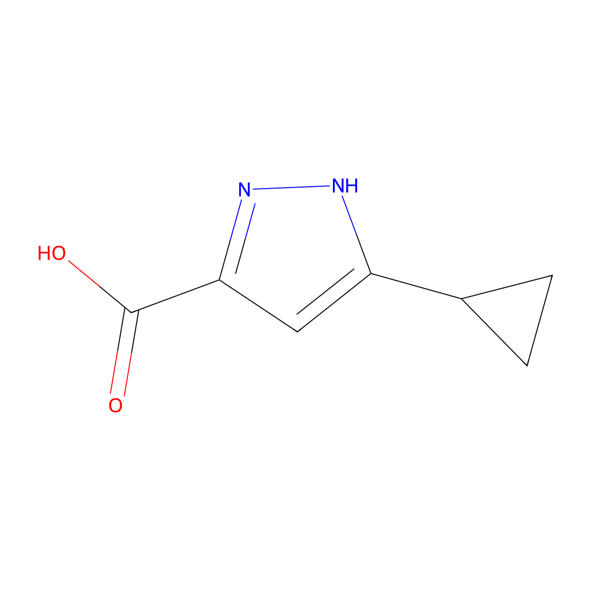 5-cyclopropyl-1H-pyrazole-3-carboxylic acid molecular structure, CAS 401629-04-7