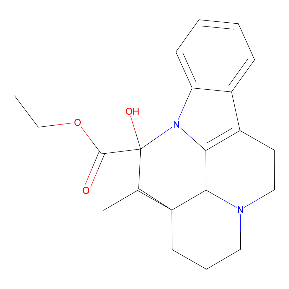 Ethyl vincaminate molecular structure, CAS 40163-56-2