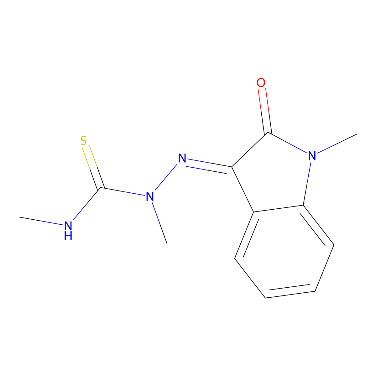 2-(1,2-Dihydro-1-methyl-2-oxo-3H-indol-3-ylidene)-N,1-dimethylhydrazinecarbothioamide molecular structure, CAS 40163-80-2
