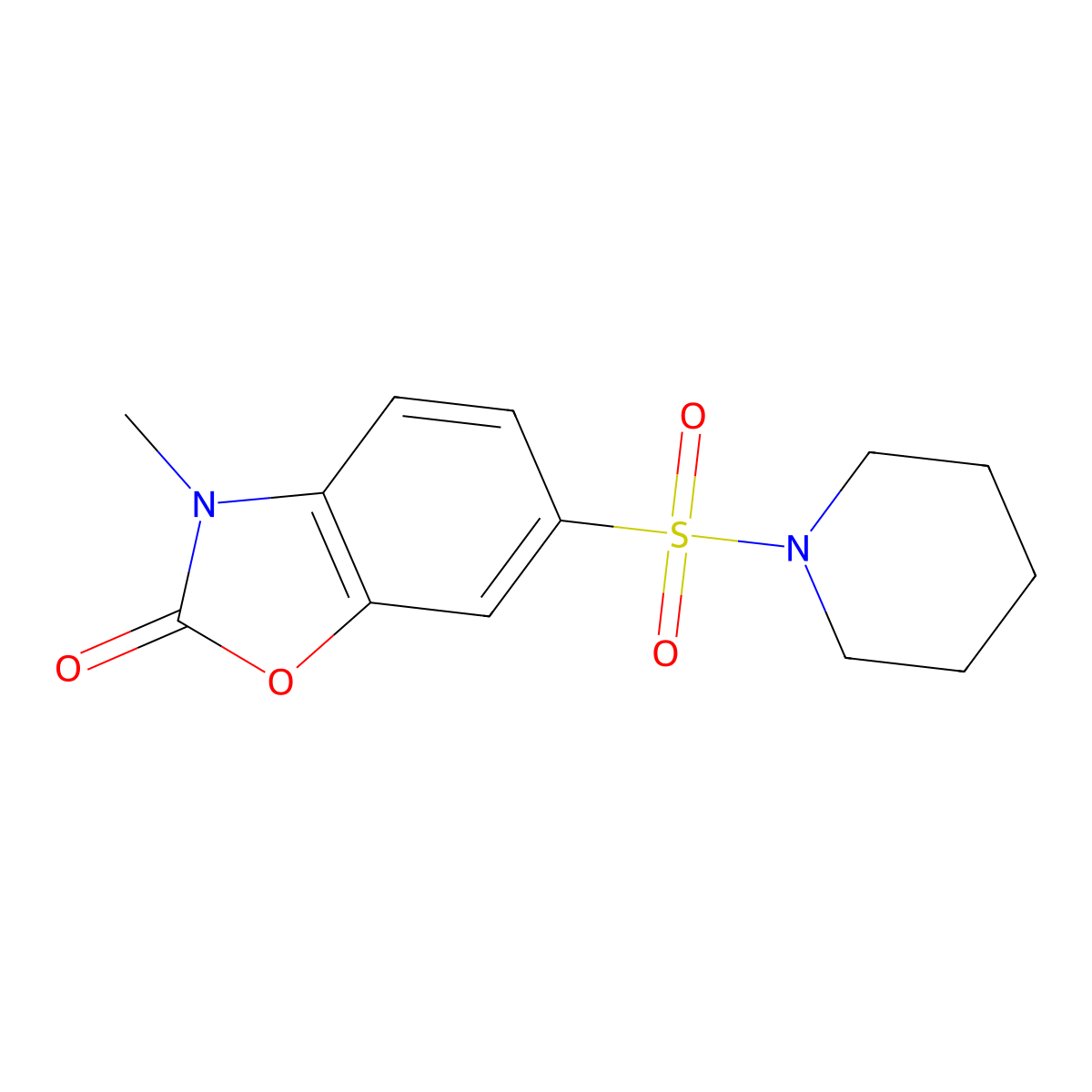 3-Methyl-6-(piperidine-1-sulfonyl)-3H-benzooxazol-2-one molecular structure, CAS 401631-02-5