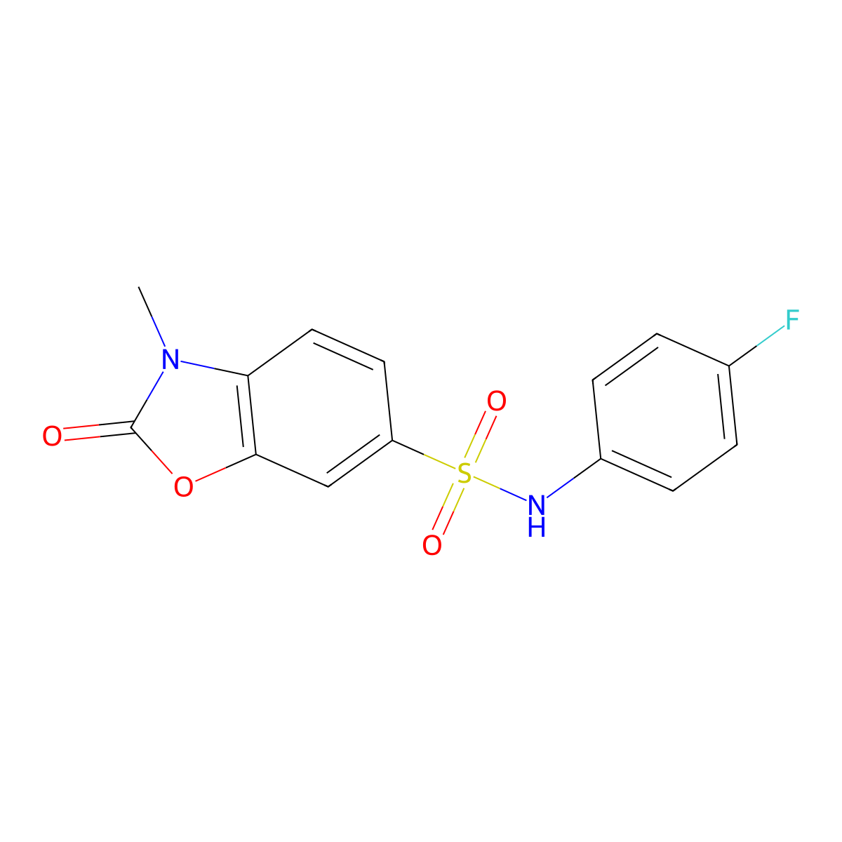 N-(4-fluorophenyl)-3-methyl-2-oxo-1,3-benzoxazole-6-sulfonamide molecular structure, CAS 401631-03-6