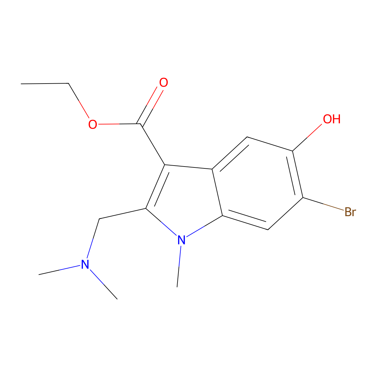 ethyl 6-bromo-2-[(dimethylamino)methyl]-5-hydroxy-1-methyl-1H-indole-3-carboxylate molecular structure, CAS 401631-32-1