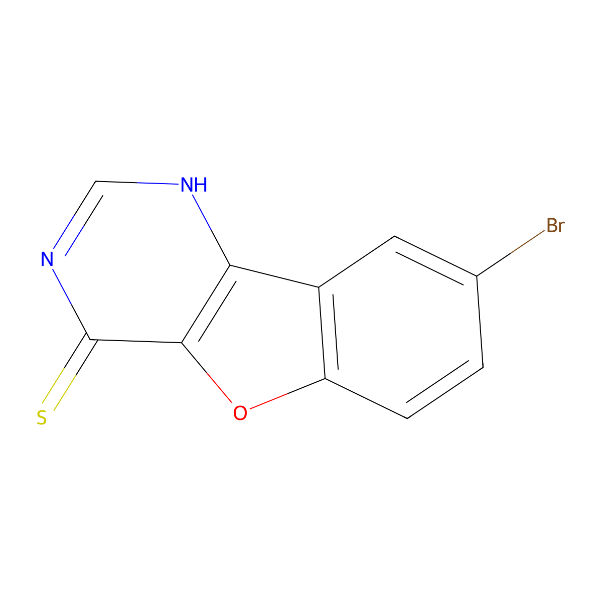 8-Bromobenzofuro[3,2-d]pyrimidine-4(3H)-thione molecular structure, CAS 401631-71-8