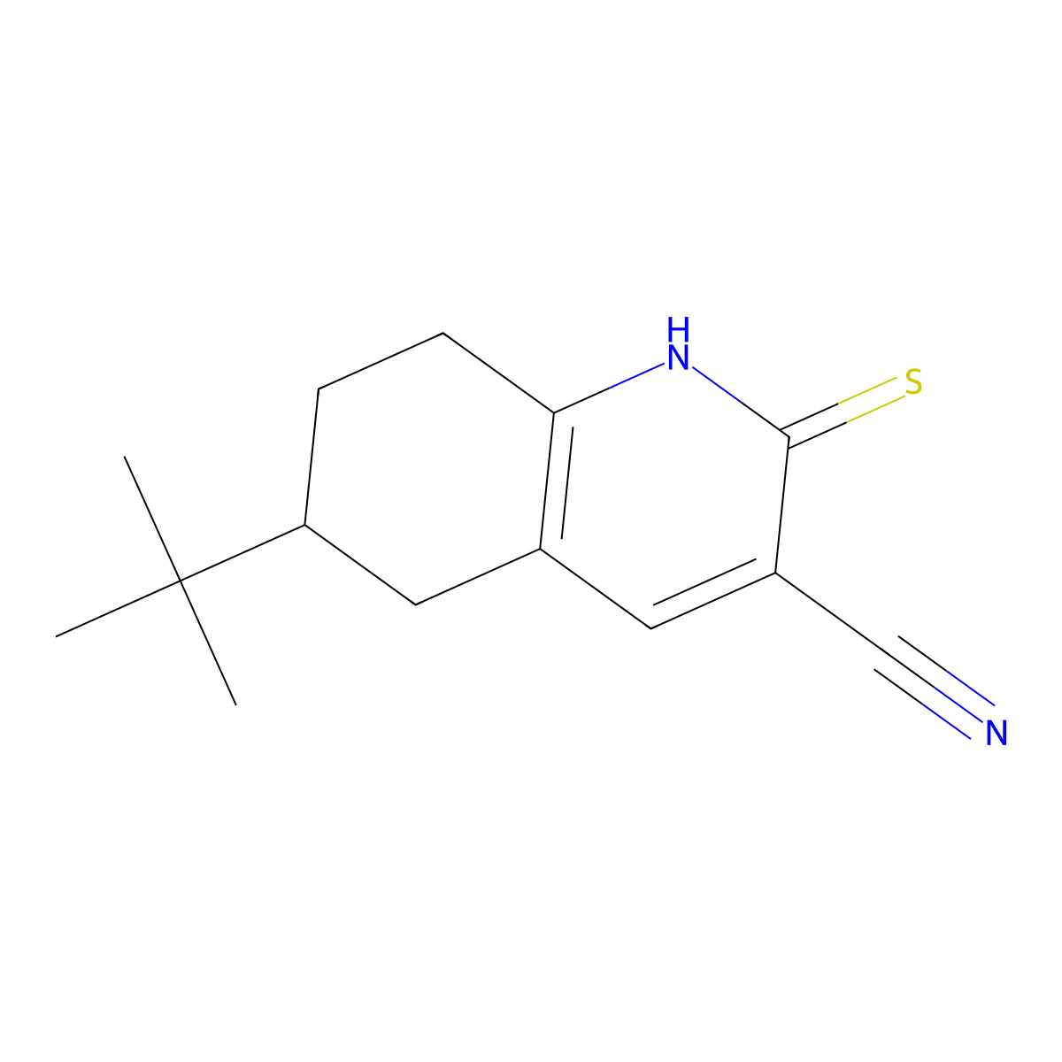 6-(Tert-butyl)-2-thioxo-1,2,5,6,7,8-hexahydroquinoline-3-carbonitrile molecular structure, CAS 401631-92-3