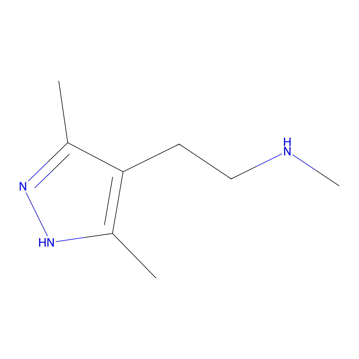 2-(3,5-dimethyl-1H-pyrazol-4-yl)-N-methylethanamine molecular structure, CAS 401632-42-6