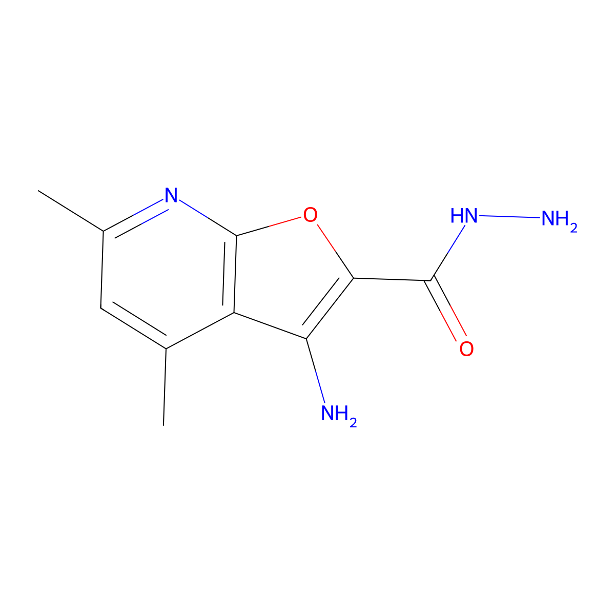 3-Amino-4,6-dimethylfuro[2,3-b]pyridine-2-carbohydrazide molecular structure, CAS 401635-46-9