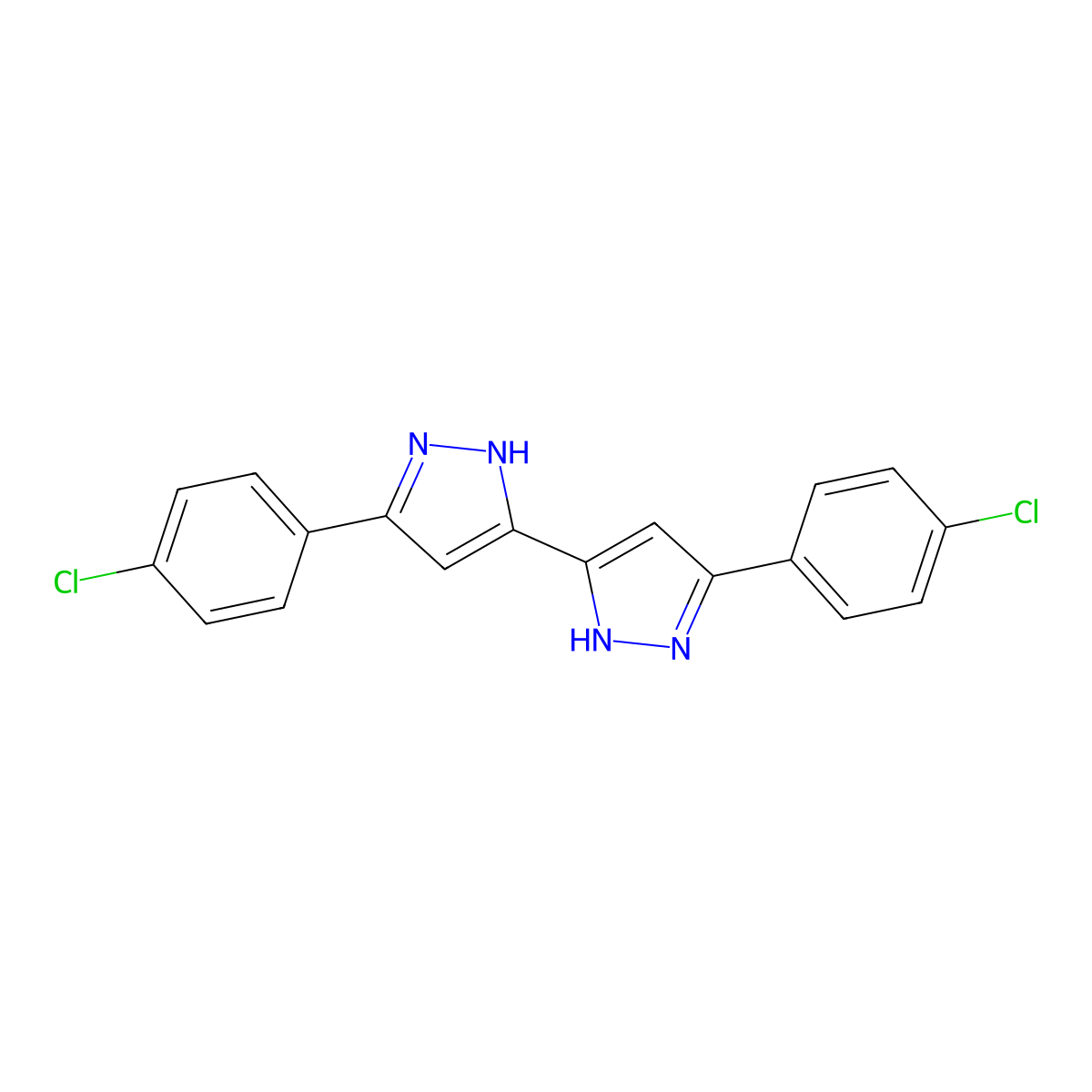 3-(4-Chlorophenyl)-5-[5-(4-chlorophenyl)-1h-pyrazol-3-yl]-1h-pyrazole molecular structure, CAS 401635-88-9