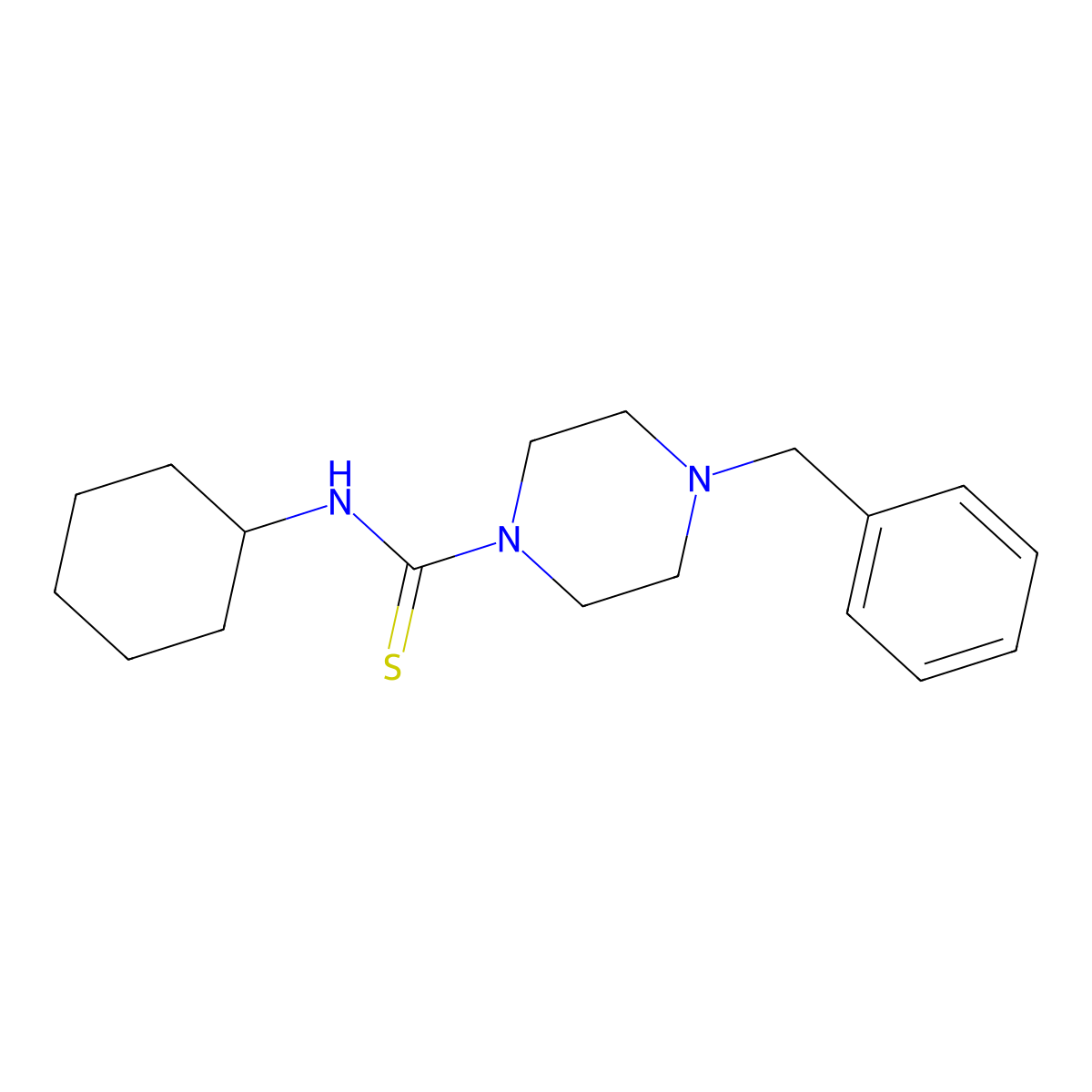 4-benzyl-N-cyclohexylpiperazine-1-carbothioamide molecular structure, CAS 401635-95-8