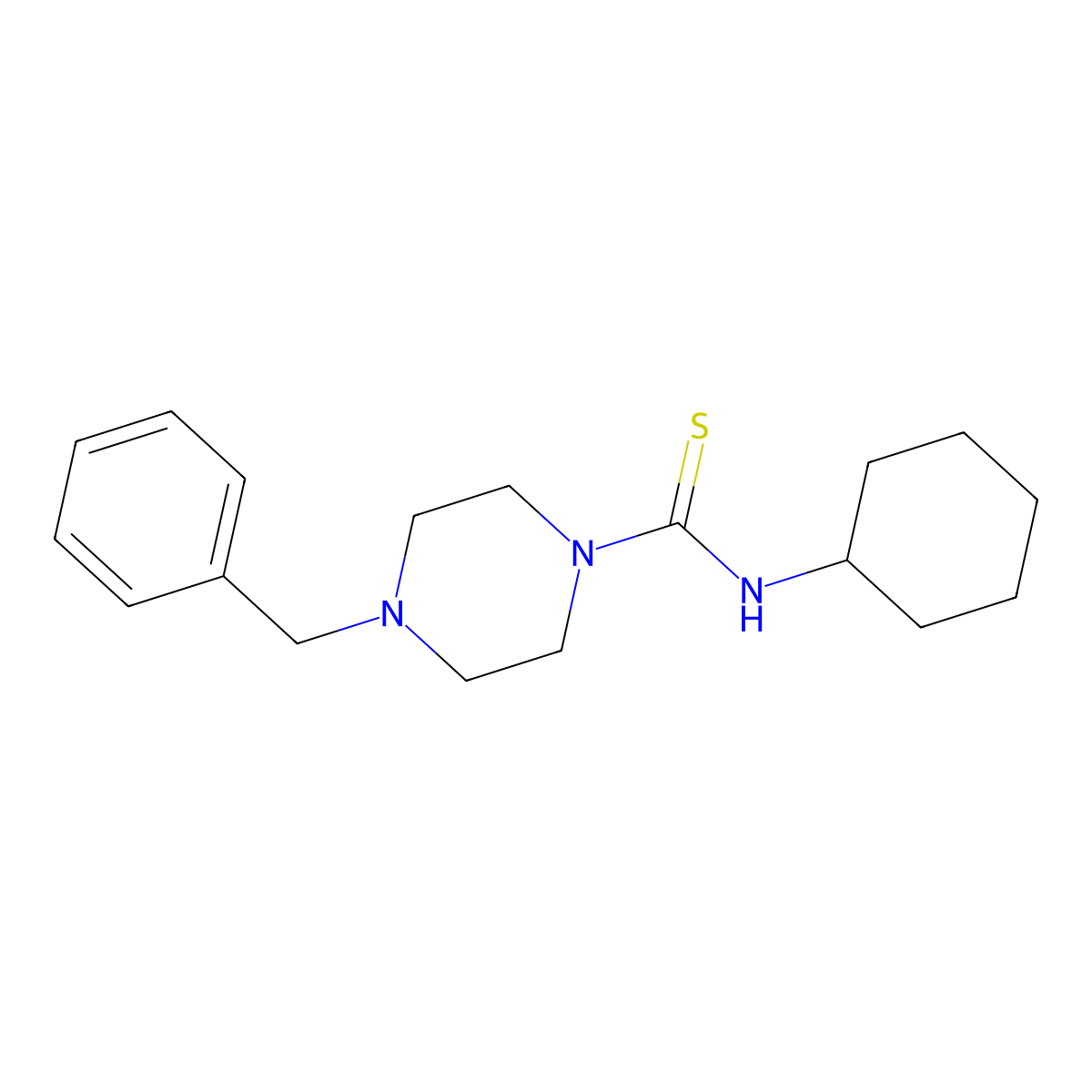 4-benzyl-N-cyclohexylpiperazine-1-carbothioamide molecular structure, CAS 401635-95-8