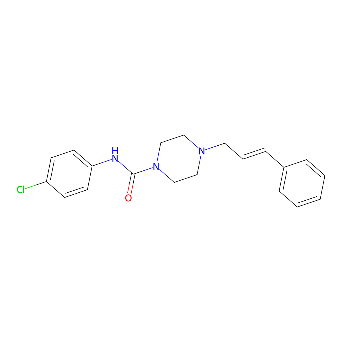 N-(4-chlorophenyl)-4-[(2E)-3-phenylprop-2-en-1-yl]piperazine-1-carboxamide molecular structure, CAS 401636-59-7