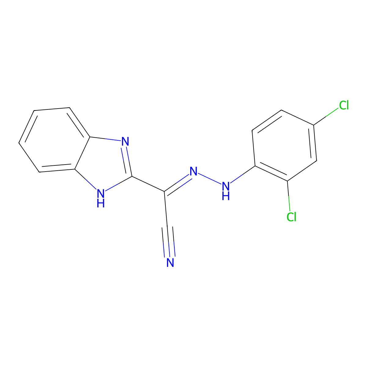 (1H-Benzimidazol-2-yl)[2-(2,4-dichlorophenyl)hydrazinylidene]acetonitrile molecular structure, CAS 401636-60-0