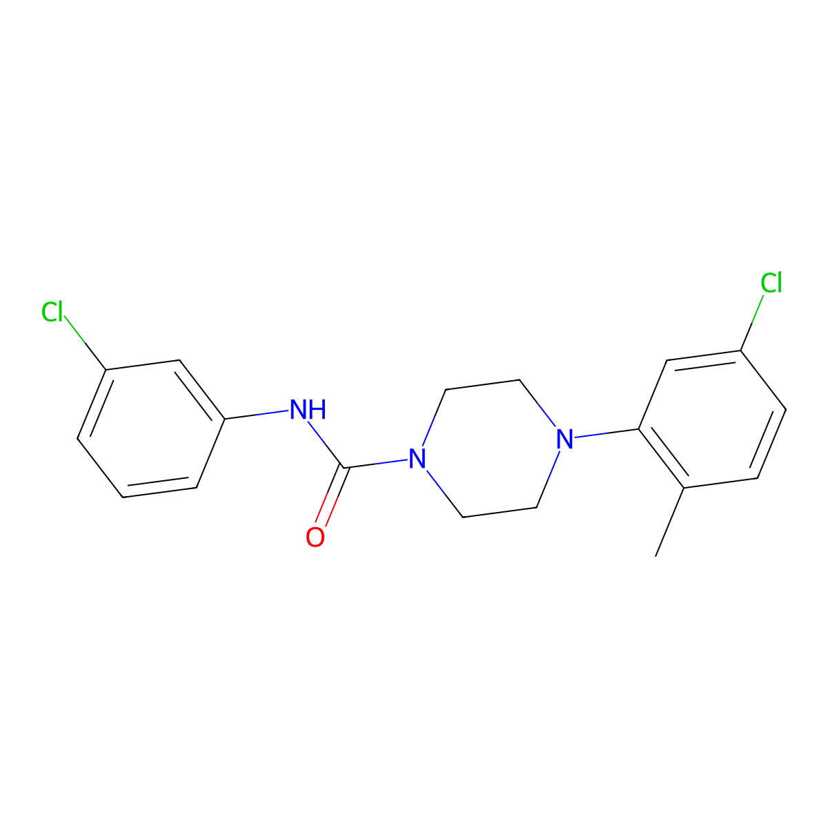 4-(5-chloro-2-methylphenyl)-N-(3-chlorophenyl)piperazine-1-carboxamide molecular structure, CAS 401637-46-5