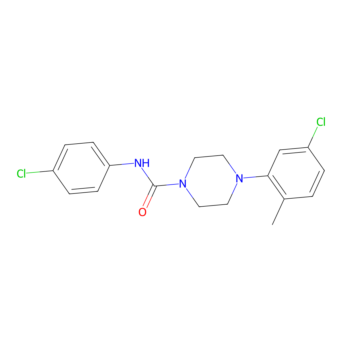 4-(5-chloro-2-methylphenyl)-N-(4-chlorophenyl)piperazine-1-carboxamide molecular structure, CAS 401637-48-7