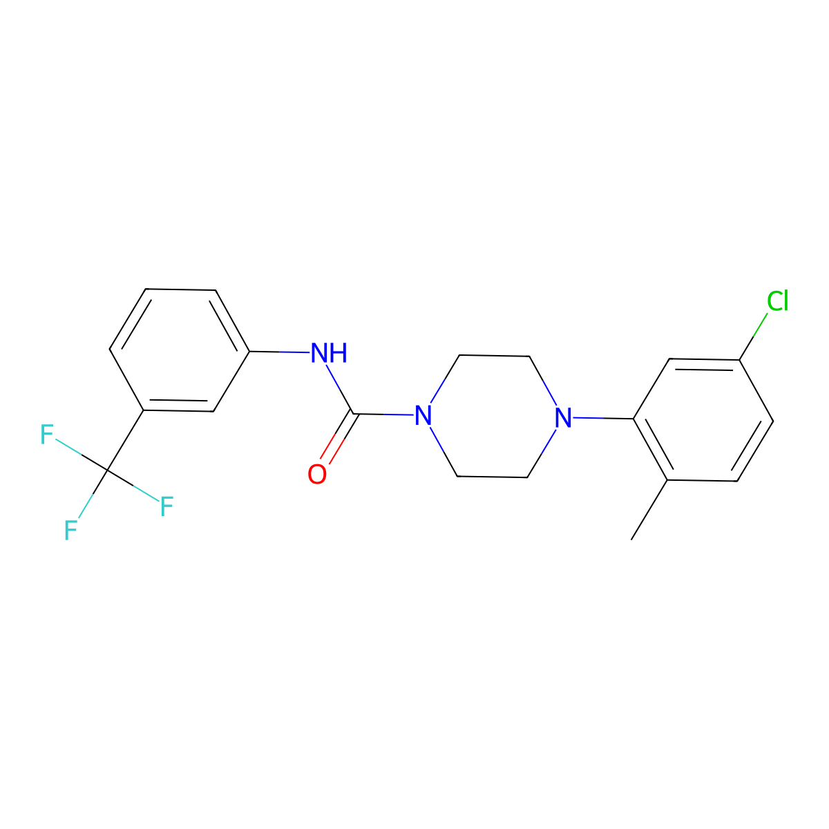 (4-(5-Chloro-2-methylphenyl)piperazinyl)-N-(3-(trifluoromethyl)phenyl)formamide molecular structure, CAS 401637-50-1