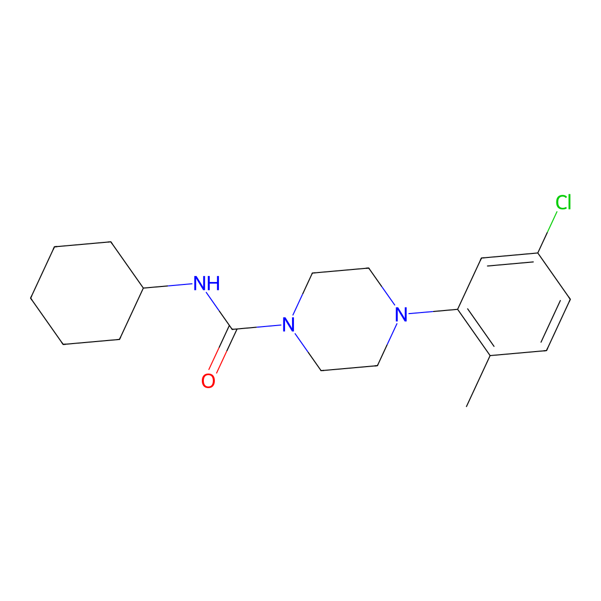 4-(5-chloro-2-methylphenyl)-N-cyclohexylpiperazine-1-carboxamide molecular structure, CAS 401637-54-5