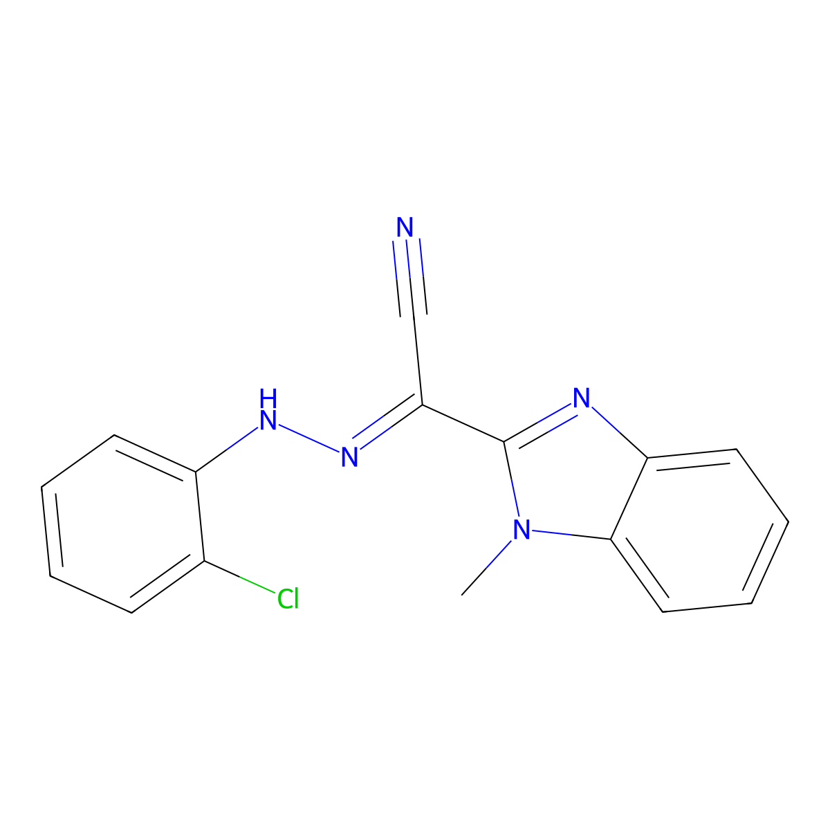 [2-(2-Chlorophenyl)hydrazinylidene](1-methyl-1H-benzimidazol-2-yl)acetonitrile molecular structure, CAS 401637-65-8