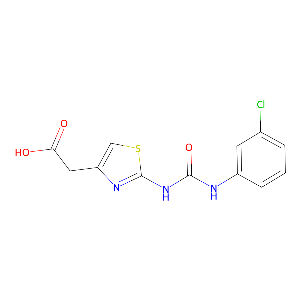 2-(2-(3-(3-Chlorophenyl)ureido)thiazol-4-yl)acetic acid molecular structure, CAS 401637-66-9