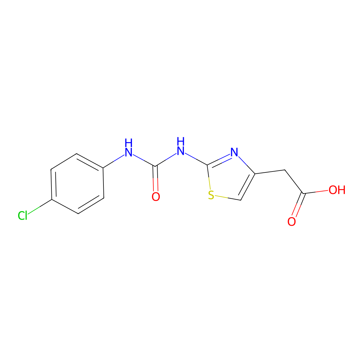 2-(2-(3-(4-Chlorophenyl)ureido)thiazol-4-yl)acetic acid molecular structure, CAS 401637-68-1