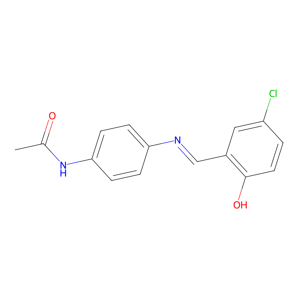 N-(4-{[(E)-(5-chloro-2-hydroxyphenyl)methylidene]amino}phenyl)acetamide molecular structure, CAS 401638-13-9