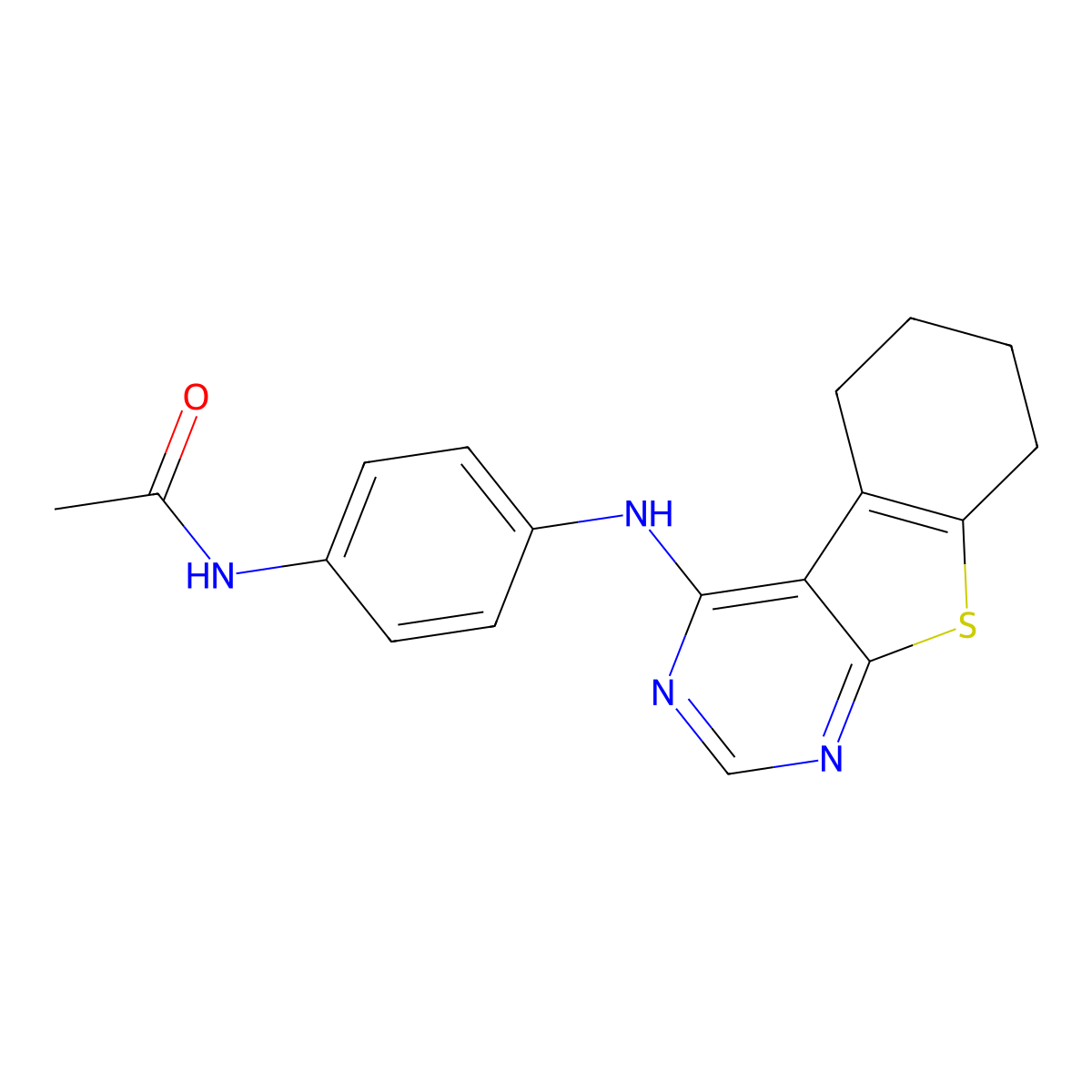 N-[4-(5,6,7,8-tetrahydro[1]benzothieno[2,3-d]pyrimidin-4-ylamino)phenyl]acetamide molecular structure, CAS 401638-60-6