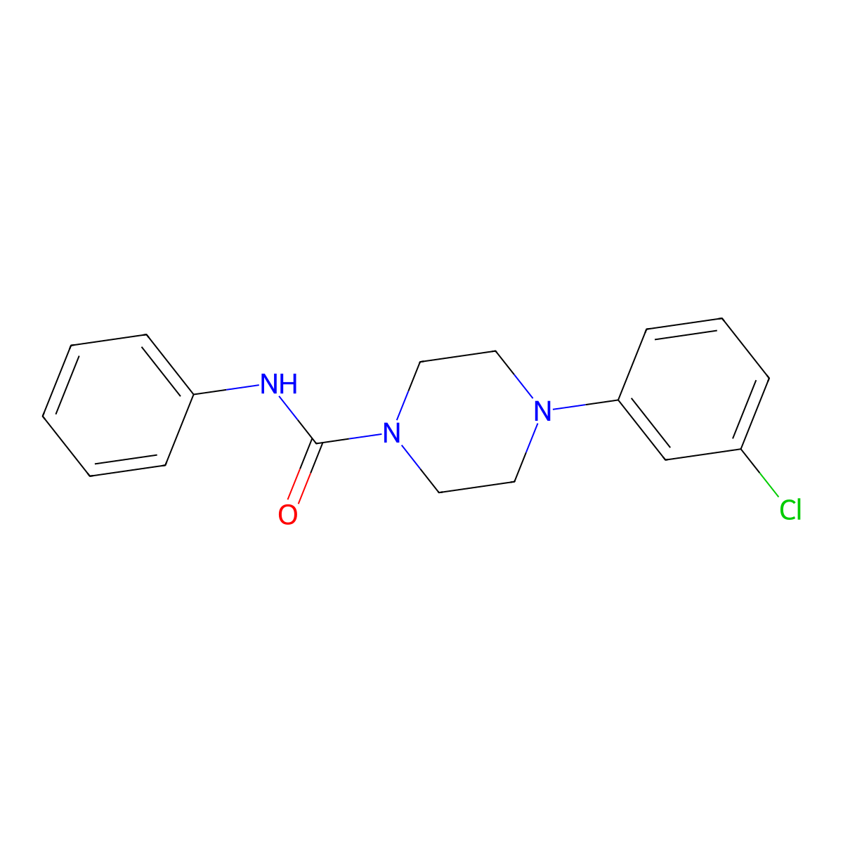 4-(3-chlorophenyl)-N-phenylpiperazine-1-carboxamide molecular structure, CAS 401639-84-7