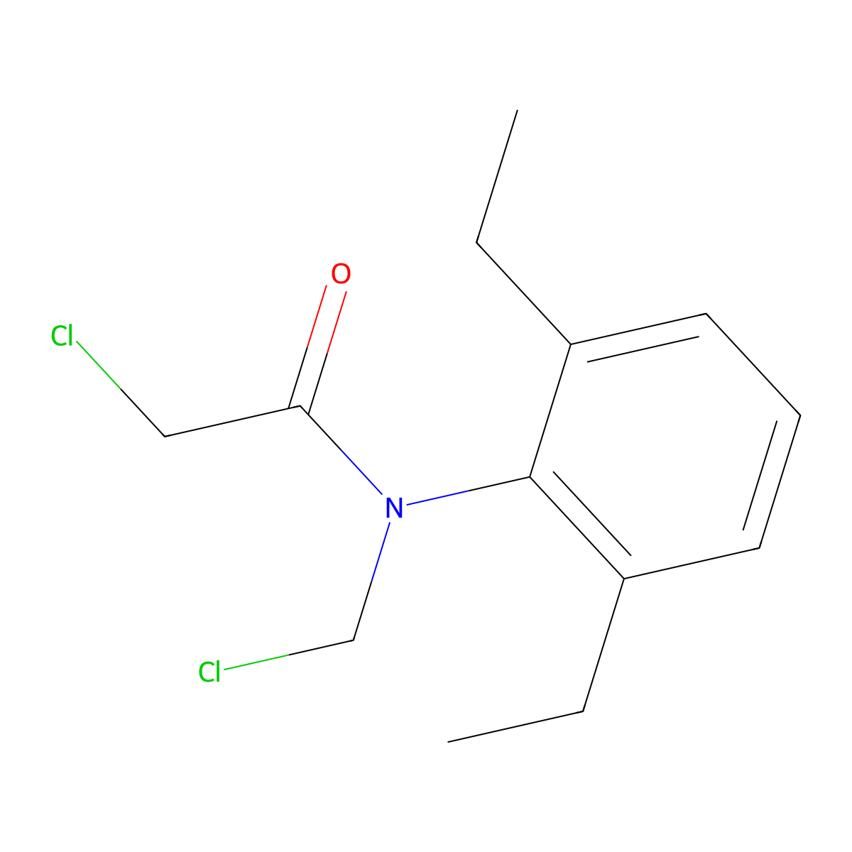 2-Chloro-N-(chloromethyl)-N-(2,6-diethylphenyl)acetamide molecular structure, CAS 40164-69-0