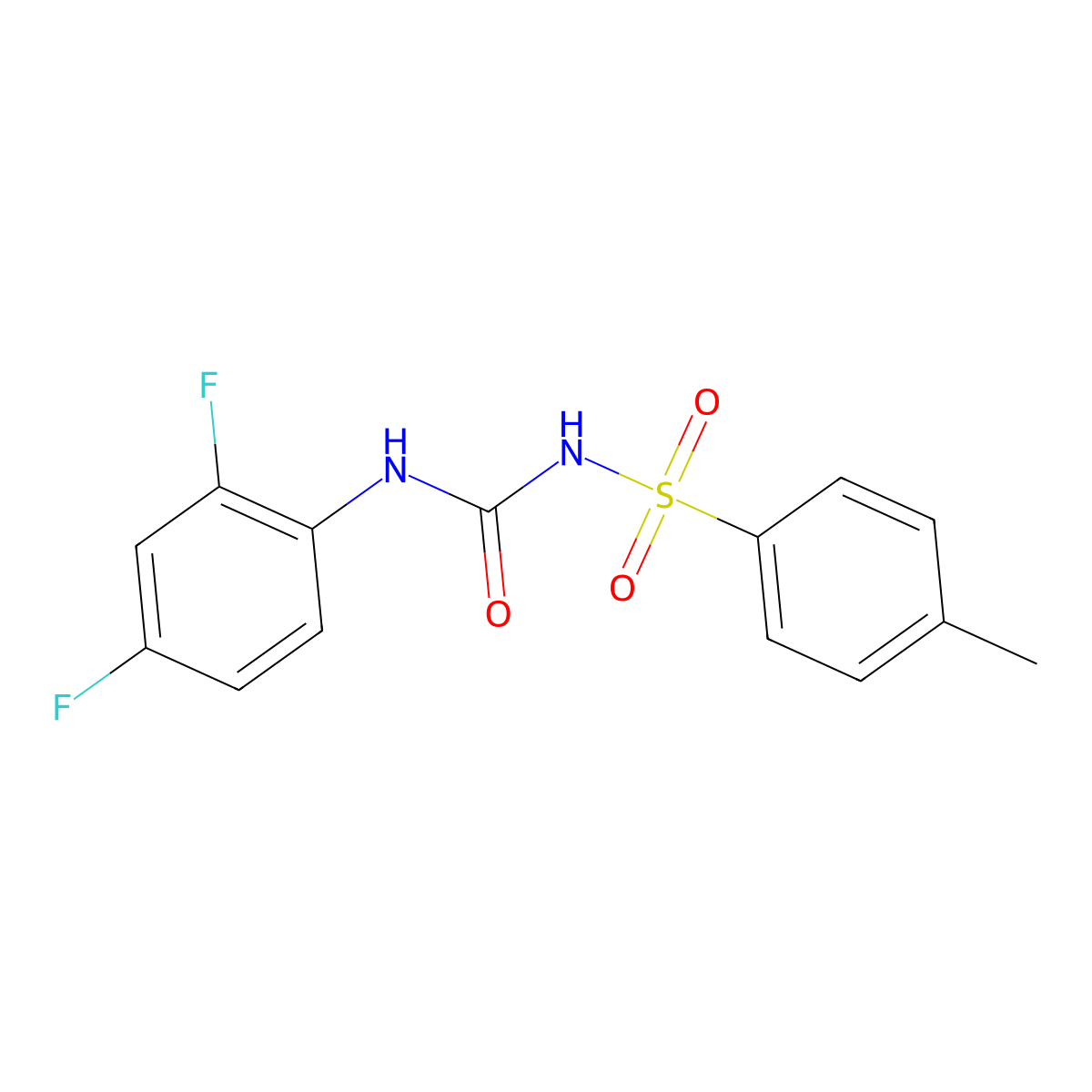 1-(2,4-Difluorophenyl)-3-((4-methylphenyl)sulfonyl)urea molecular structure, CAS 401640-37-7