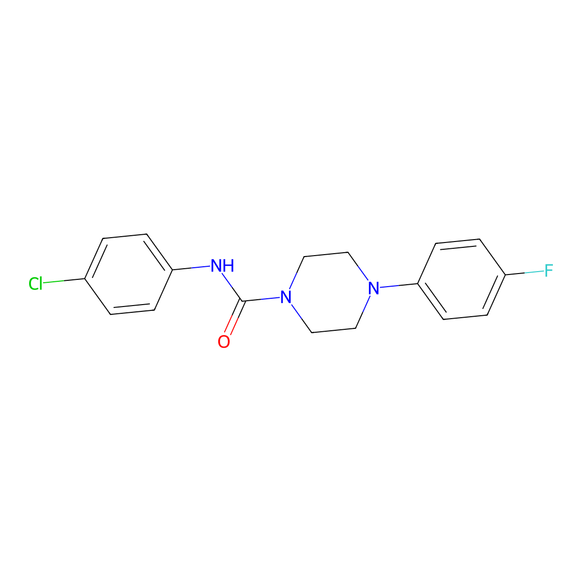 N-(4-chlorophenyl)-4-(4-fluorophenyl)piperazine-1-carboxamide molecular structure, CAS 401640-95-7