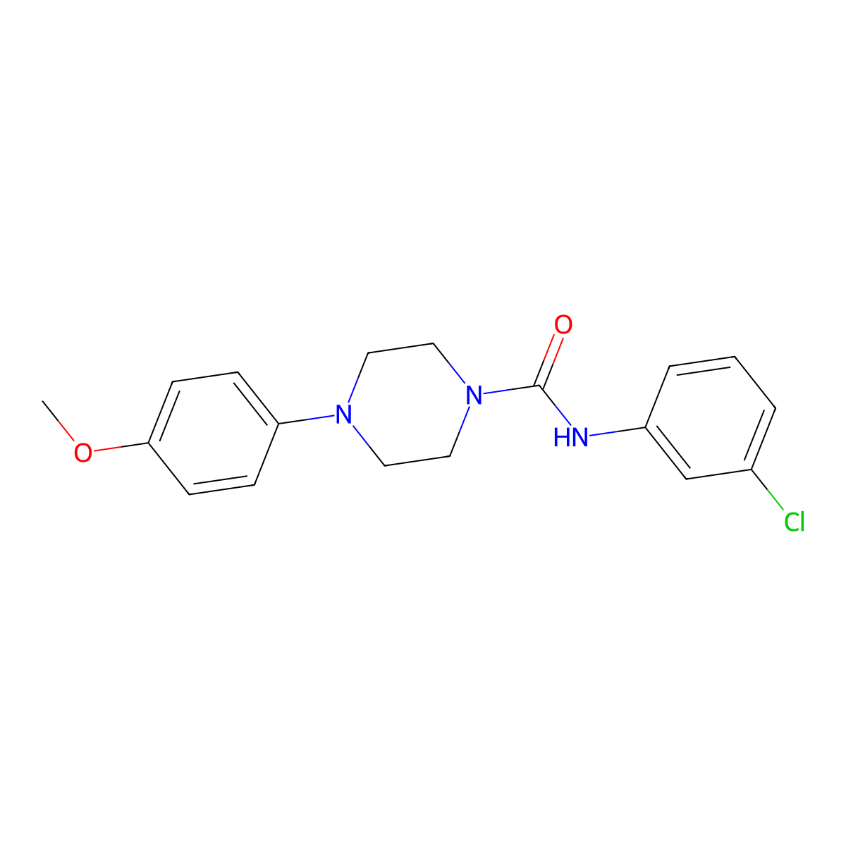 N-(3-chlorophenyl)-4-(4-methoxyphenyl)piperazine-1-carboxamide molecular structure, CAS 401641-02-9