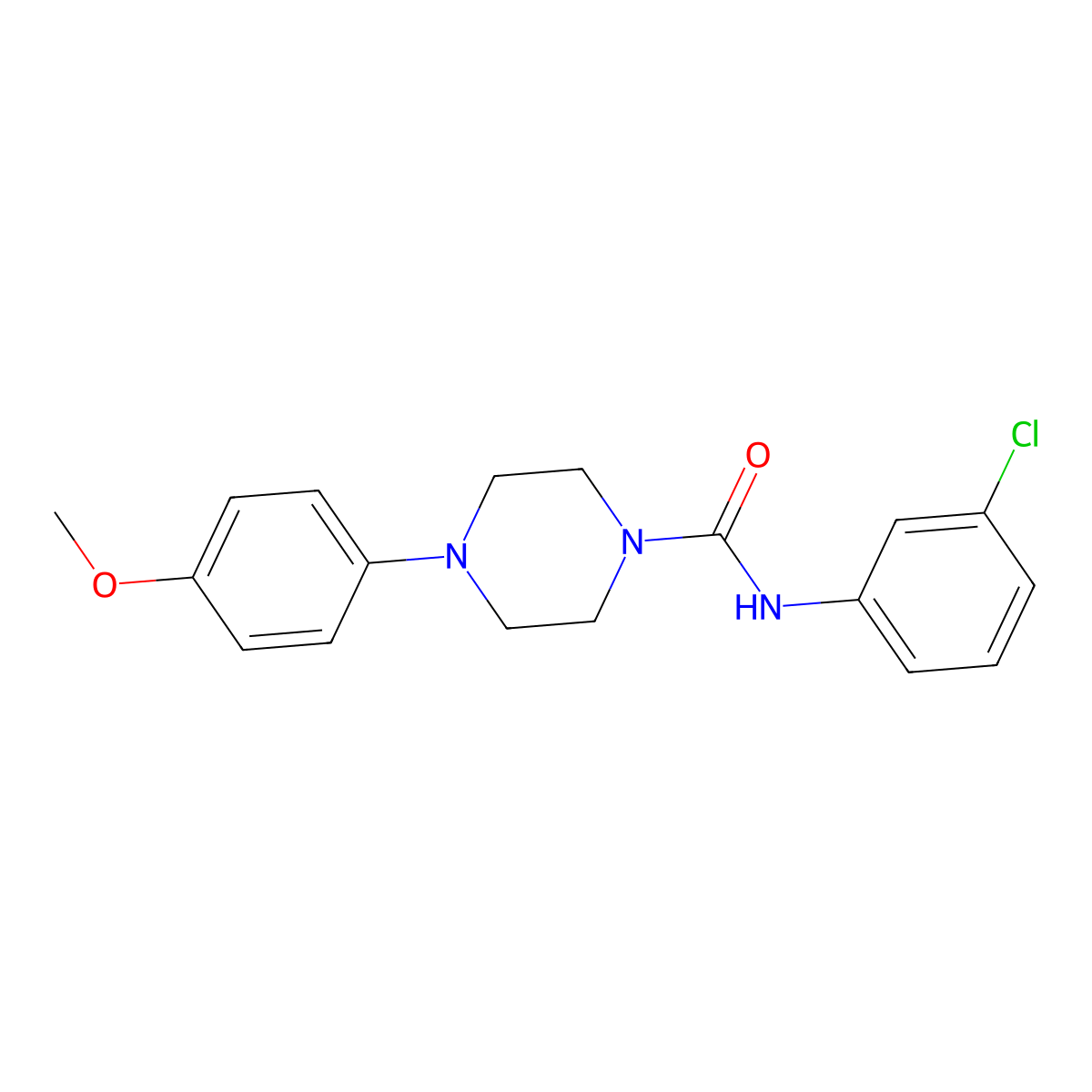 N-(3-chlorophenyl)-4-(4-methoxyphenyl)piperazine-1-carboxamide molecular structure, CAS 401641-02-9