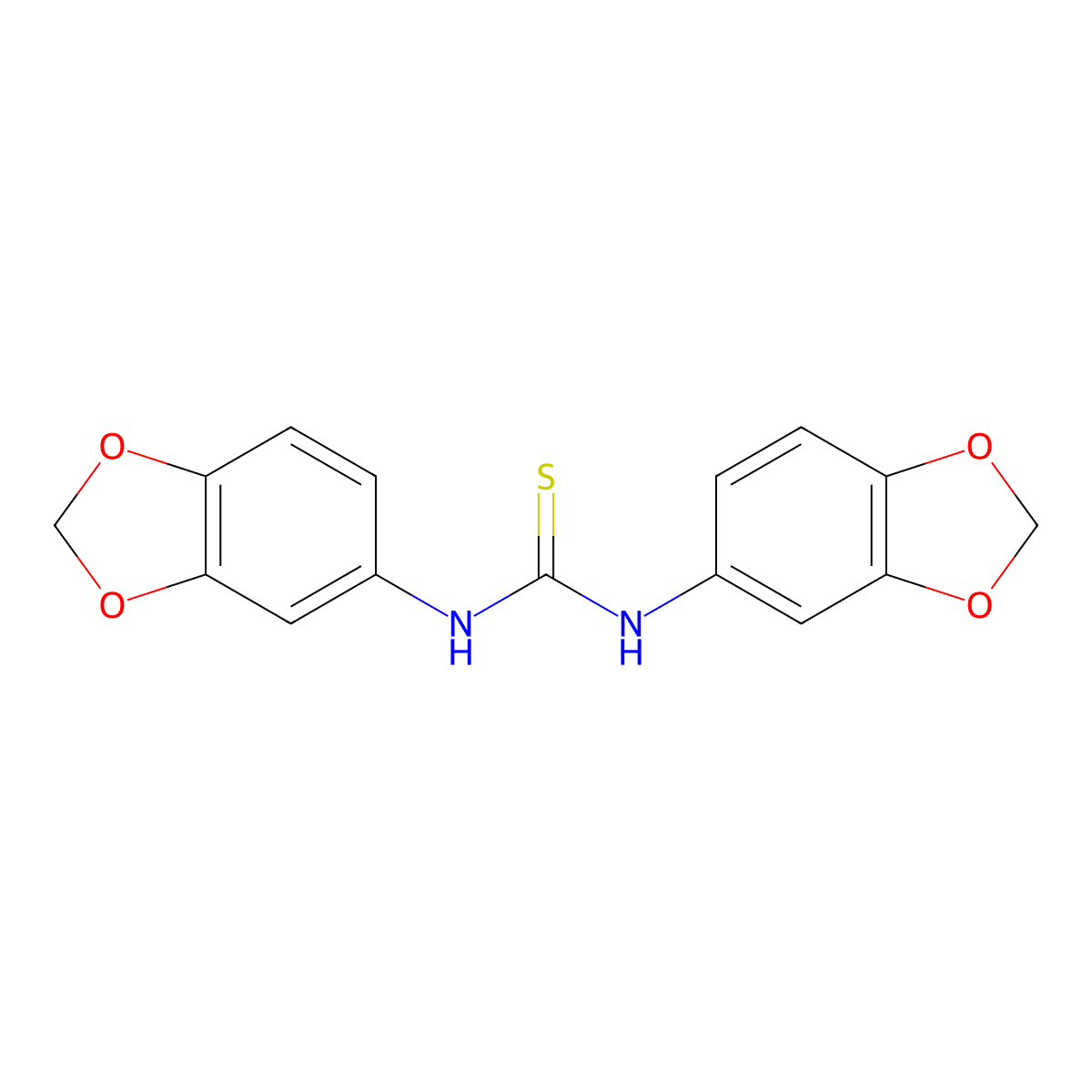 1,3-Bis(1,3-benzodioxol-5-yl)thiourea molecular structure, CAS 401641-80-3
