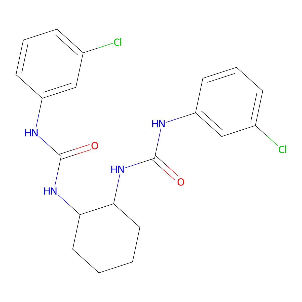 1-(3-Chlorophenyl)-3-[2-[(3-chlorophenyl)carbamoylamino]cyclohexyl]urea molecular structure, CAS 401642-64-6
