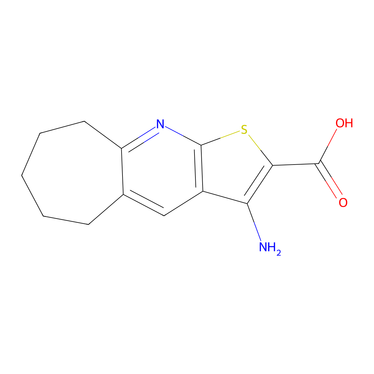 3-Amino-6,7,8,9-tetrahydro-5H-cyclohepta[b]-thieno[3,2-e]pyridine-2-carboxylic acid molecular structure, CAS 401648-41-7