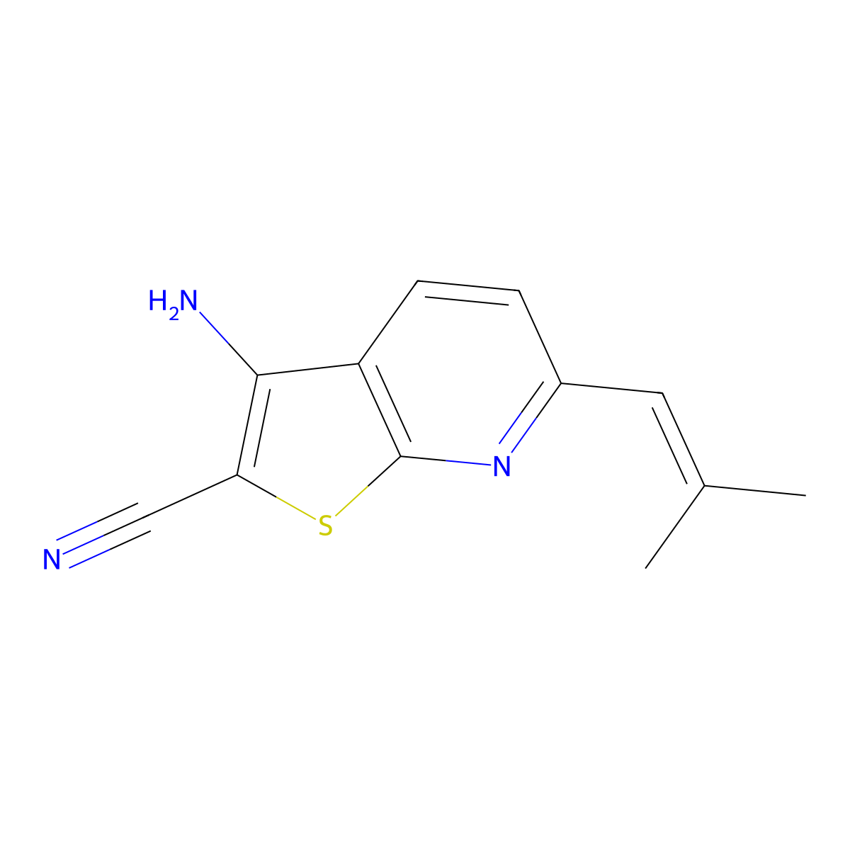 3-Amino-6-(2-methyl-1-propen-1-yl)thieno[2,3-b]pyridine-2-carbonitrile molecular structure, CAS 401649-84-1