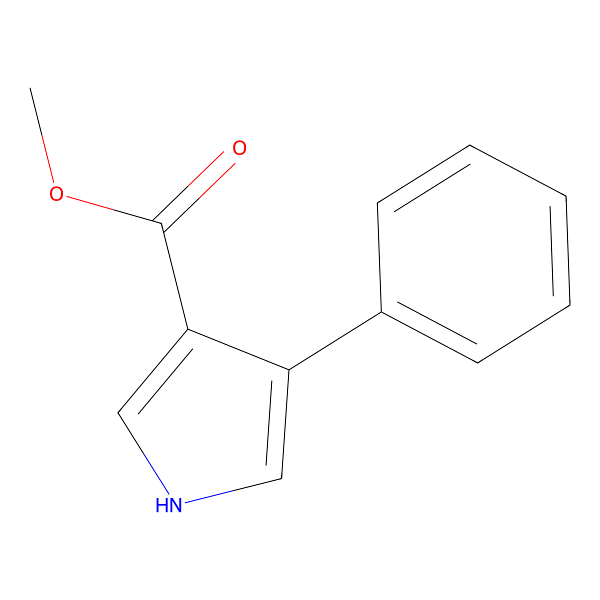 Methyl 4-phenyl-1H-pyrrole-3-carboxylate molecular structure, CAS 40167-34-8