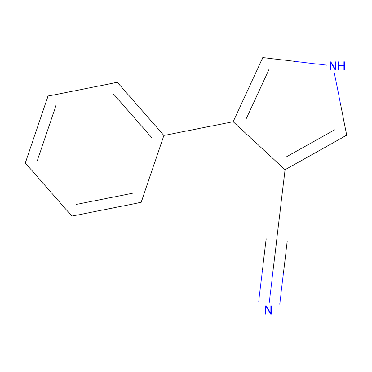 4-Phenyl-1H-pyrrole-3-carbonitrile molecular structure, CAS 40167-37-1