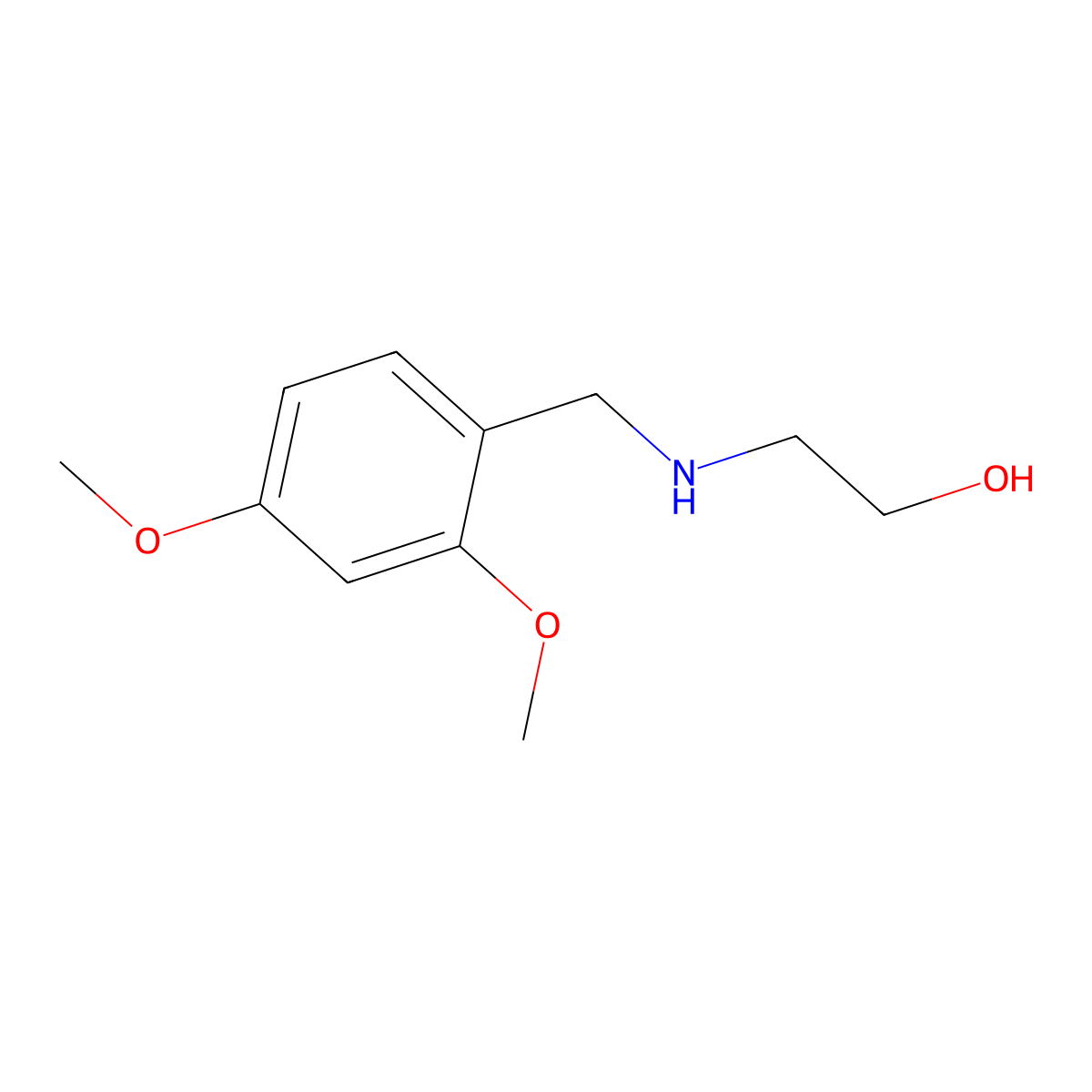 2-(((2,4-Dimethoxyphenyl)methyl)amino)ethan-1-ol molecular structure, CAS 40171-89-9