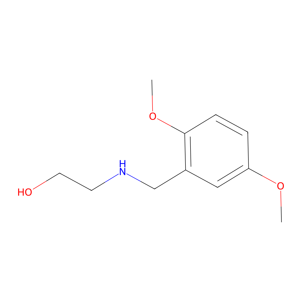 2-{[(2,5-Dimethoxyphenyl)methyl]amino}ethan-1-ol molecular structure, CAS 40171-90-2