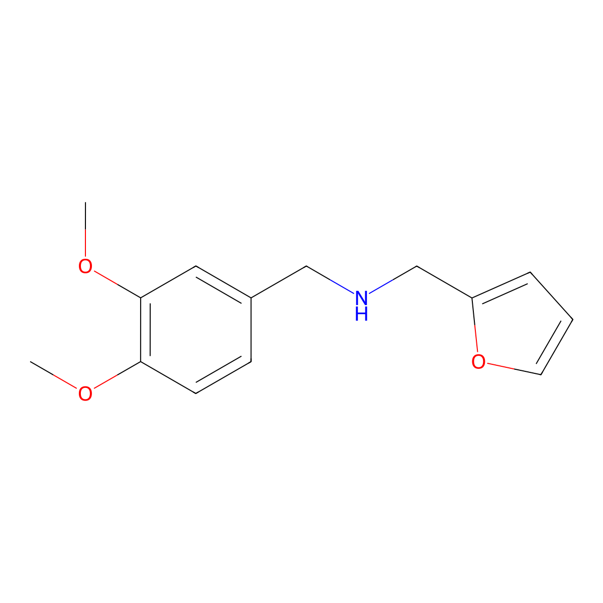 (3,4-Dimethoxy-benzyl)-furan-2-ylmethyl-amine molecular structure, CAS 40171-98-0