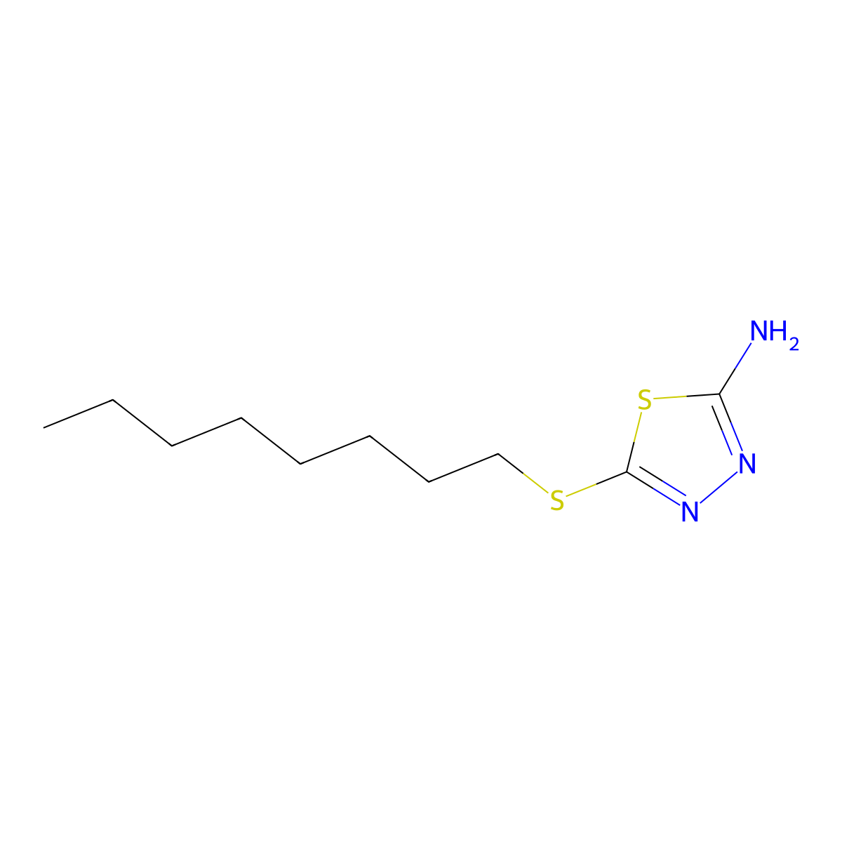 1,3,4-Thiadiazol-2-amine, 5-(octylthio)- molecular structure, CAS 40177-31-9