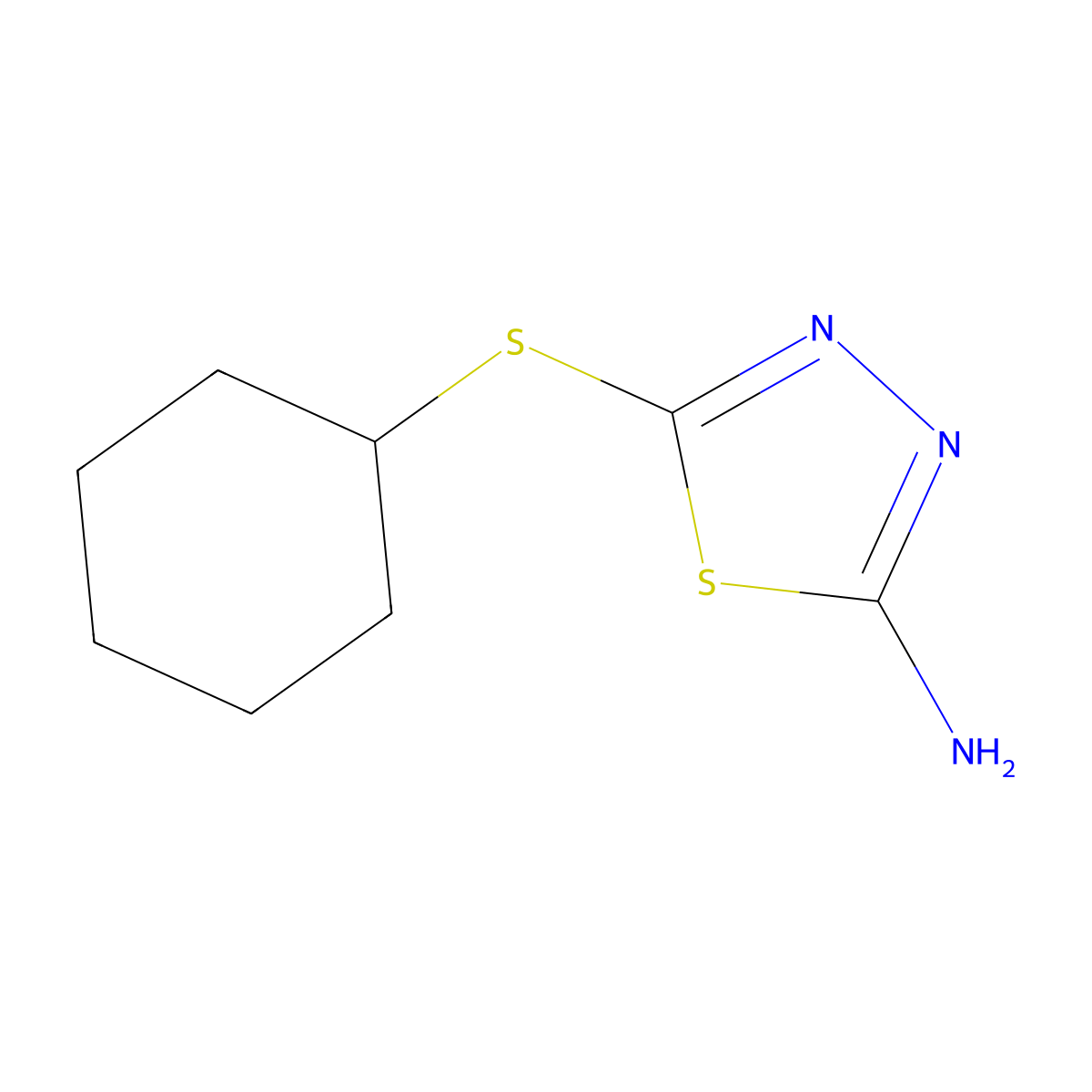 5-(Cyclohexylsulfanyl)-1,3,4-thiadiazol-2-amine molecular structure, CAS 40177-34-2