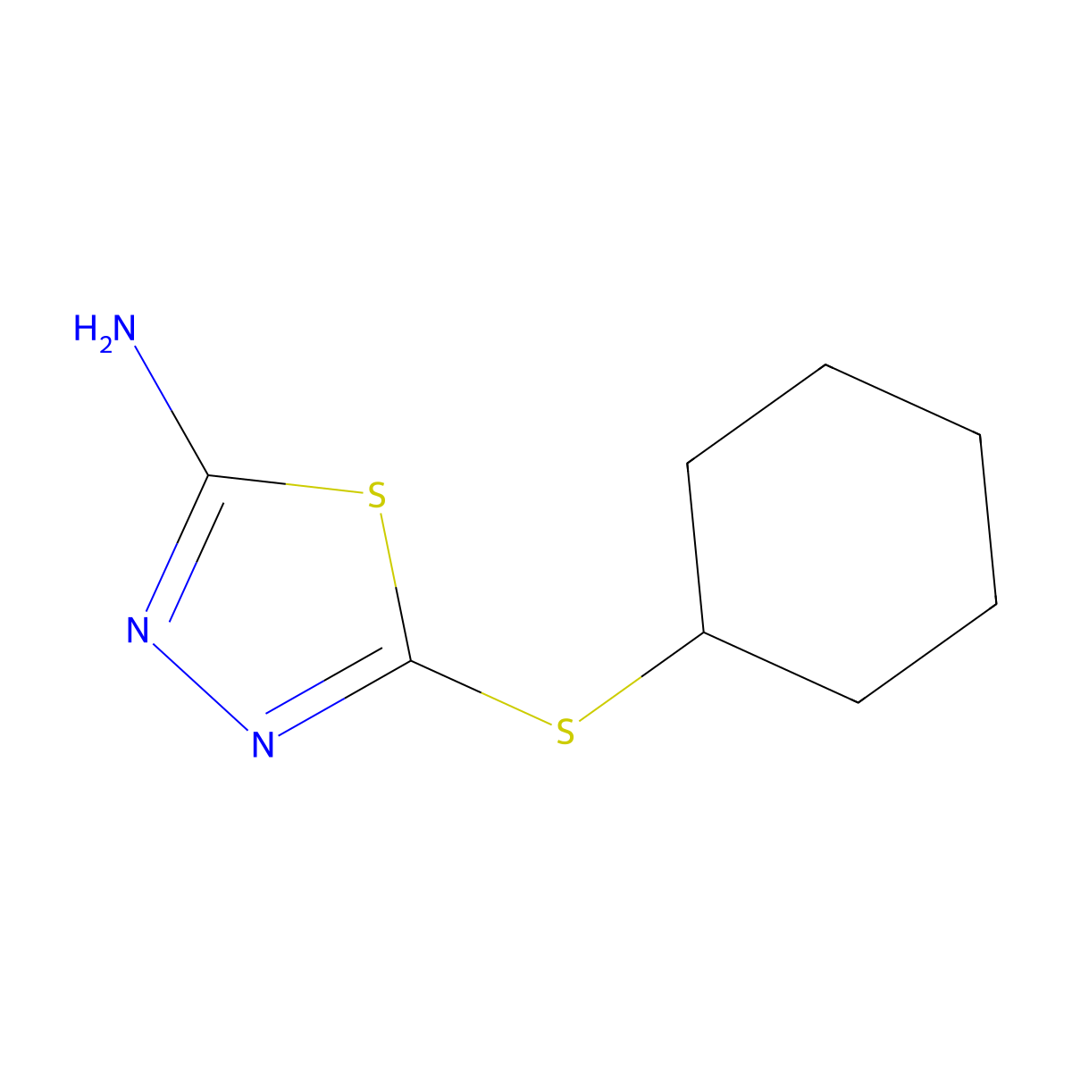 5-(Cyclohexylsulfanyl)-1,3,4-thiadiazol-2-amine molecular structure, CAS 40177-34-2