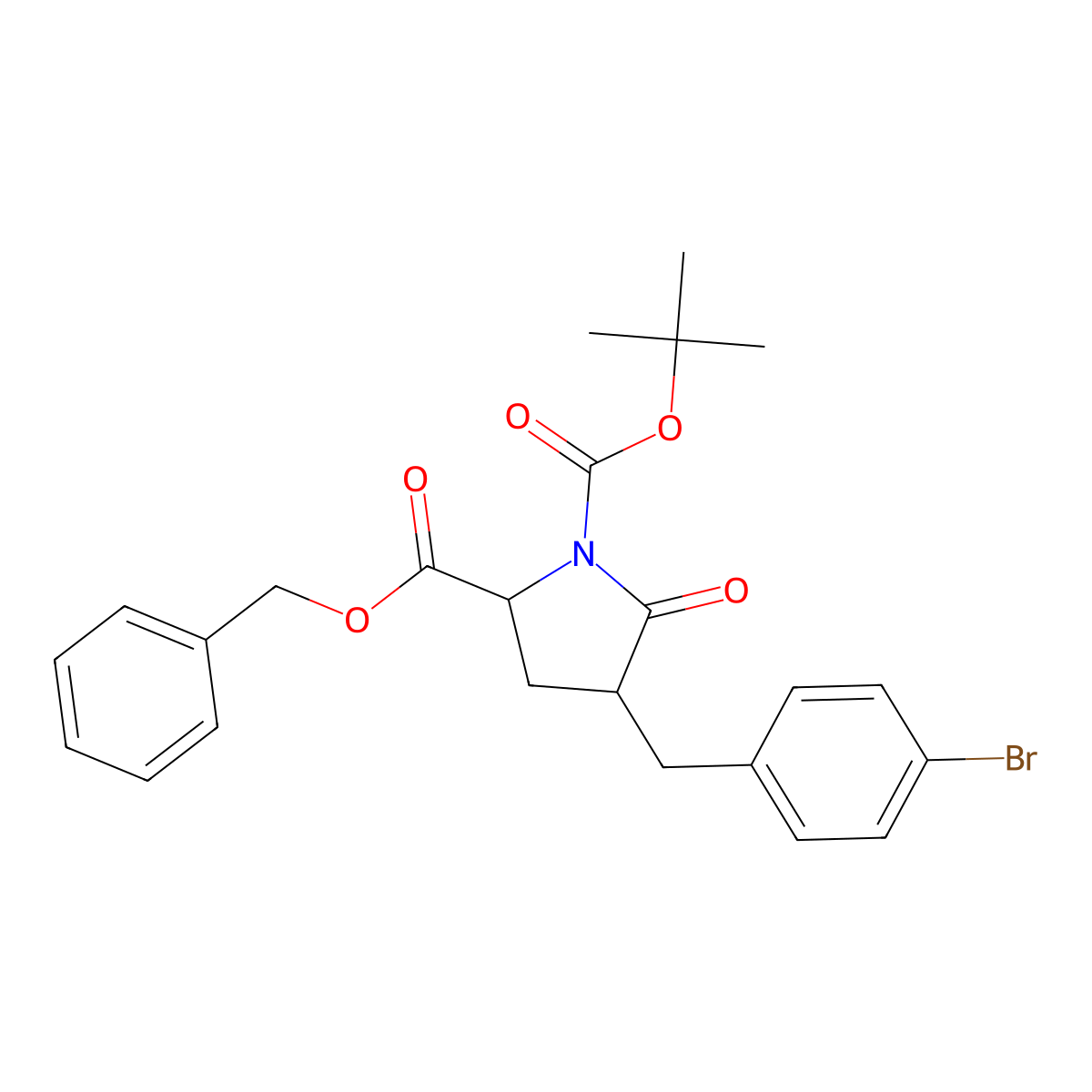 2-Benzyl 1-tert-butyl (2S,4R)-4-[(4-bromophenyl)methyl]-5-oxopyrrolidine-1,2-dicarboxylate molecular structure, CAS 401793-01-9
