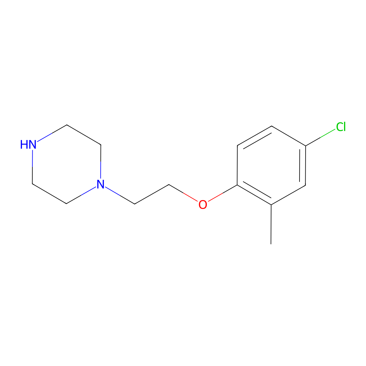 1-[2-(4-Chloro-2-methylphenoxy)ethyl]piperazine molecular structure, CAS 401798-02-5