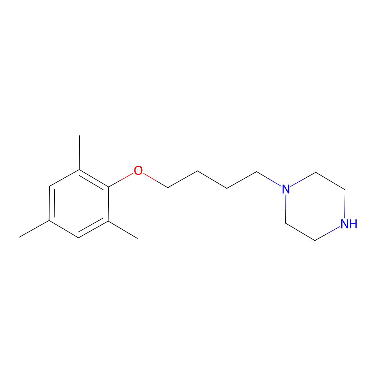 1-[4-(2,4,6-Trimethylphenoxy)butyl]piperazine molecular structure, CAS 401805-49-0