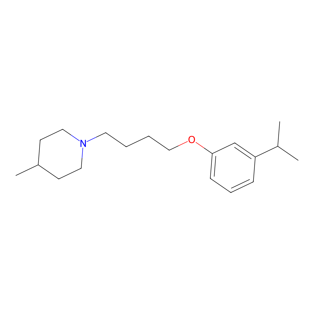 3-Isopropylphenyl 4-(4-methyl-1-piperidinyl)butyl ether molecular structure, CAS 401806-12-0